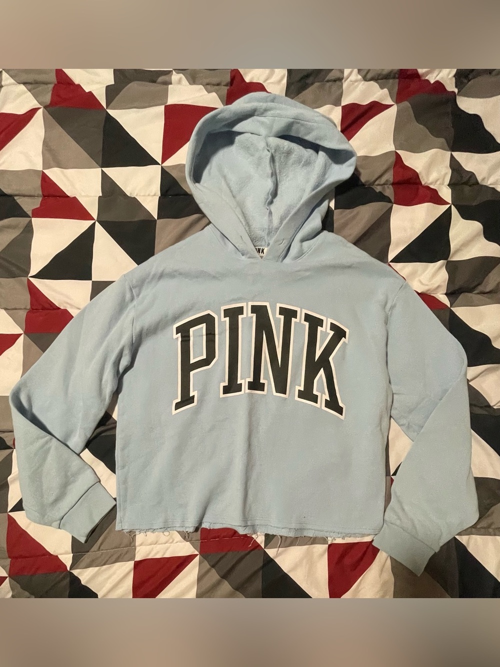 PINK Victoria's Secret Light Blue Hooded Teddy Jacket